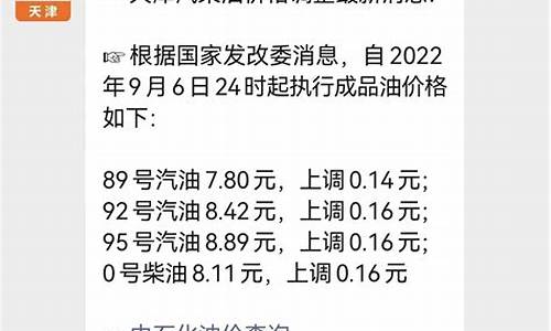 天津2022年油价一览表_天津地区油价